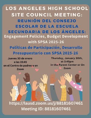 School Site Council Meeting this Thursday at 3:45pm